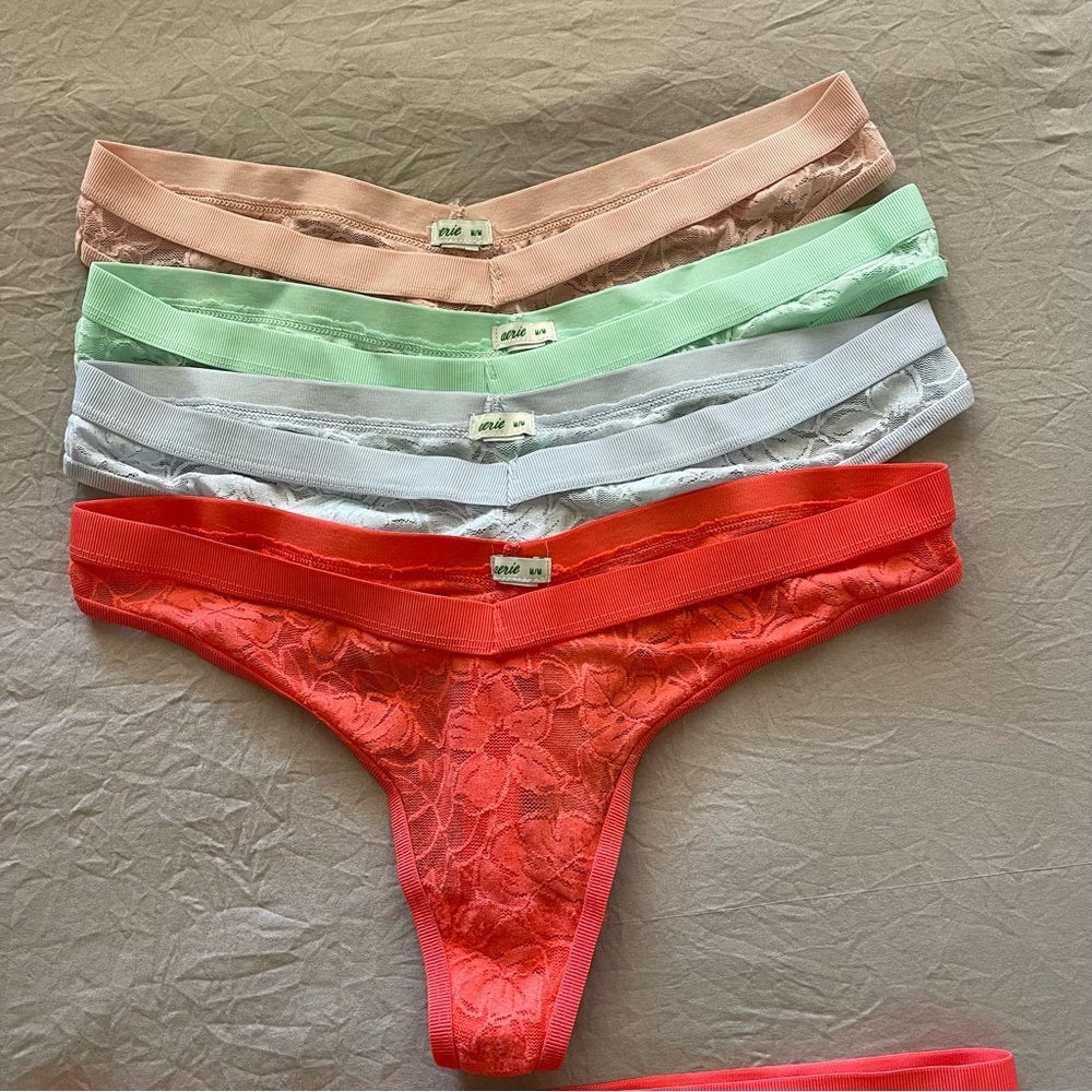 SET OF 4 Aerie Lace Thong Underwear